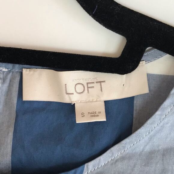 LOFT Ann Taylor Blue Check Plaid Side Tie Tank - Picture 5 of 7